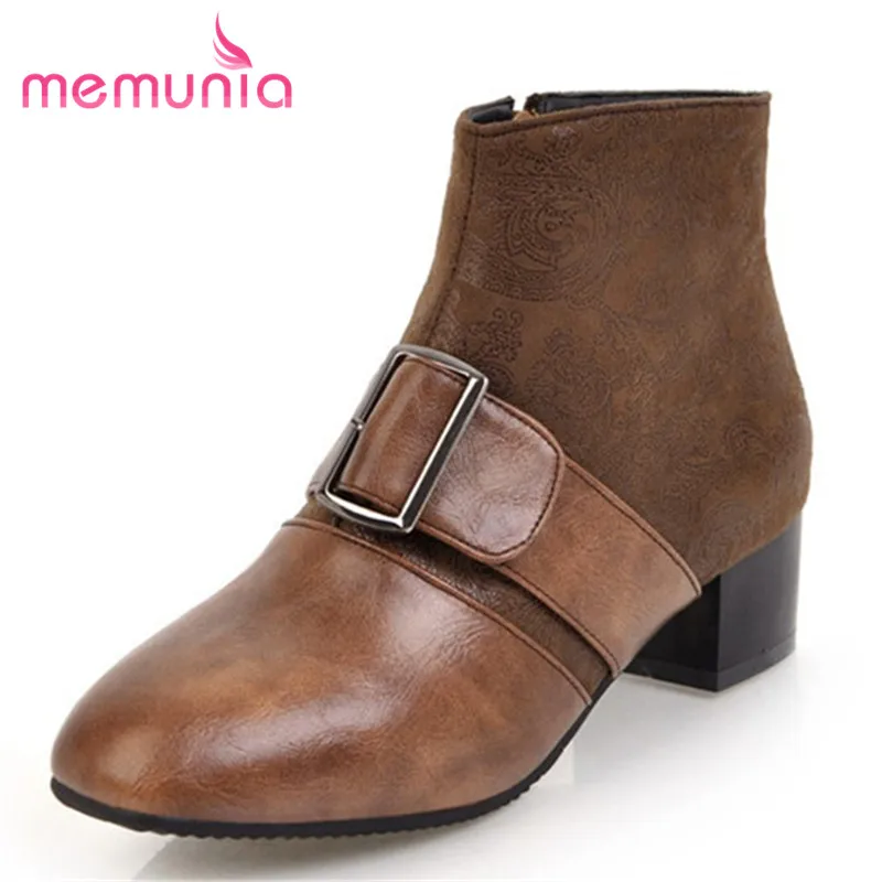MEMUNIA big size 31 45 winter boots med heels round toe