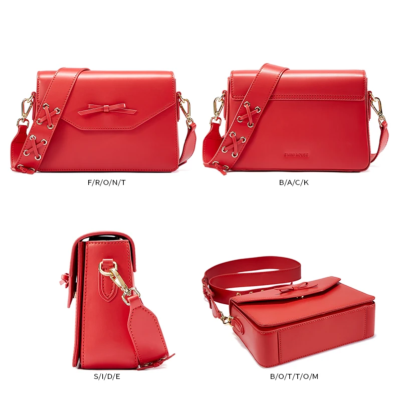 EMINI HOUSE Bow-Knot Crossbody Bags For Women Luxury Handbags Women Bags Designer Split Leather Shoulder Bag