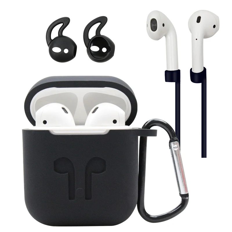 4 в 1 силиконовый чехол для наушников Airpods с защитой от потери веревки наушники Apple
