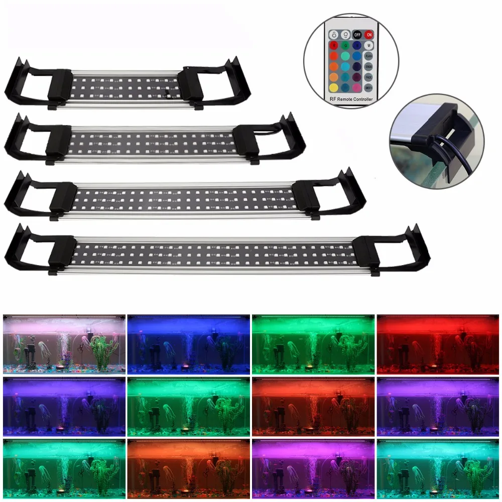 

8W 10W 13W 15W RGB Remote color change Aquarium lights Fish Tank LED Light Lamp with Extendable Brackets Aquarium Decor light