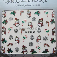 2 шт BLE929D дизайн ногтей милый блеск Рождественская Наклейка Стикер для ногтей