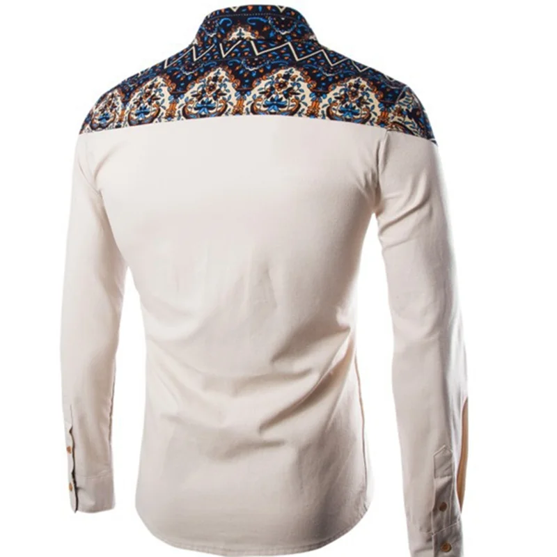 VISADA JAUNA Мужская рубашка новая мода длинный рукав цветочный пэчворк приталенный крой высокое качество рубашки с отложным воротником 5XL N525