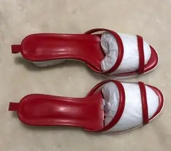 Красный MStacchi/Новинка г., Тапочки ПВХ, обувь с открытым носком, женская прозрачная Летняя обувь на квадратном каблуке, без шнуровки, уличные женские Тапочки - Цвет: Красный