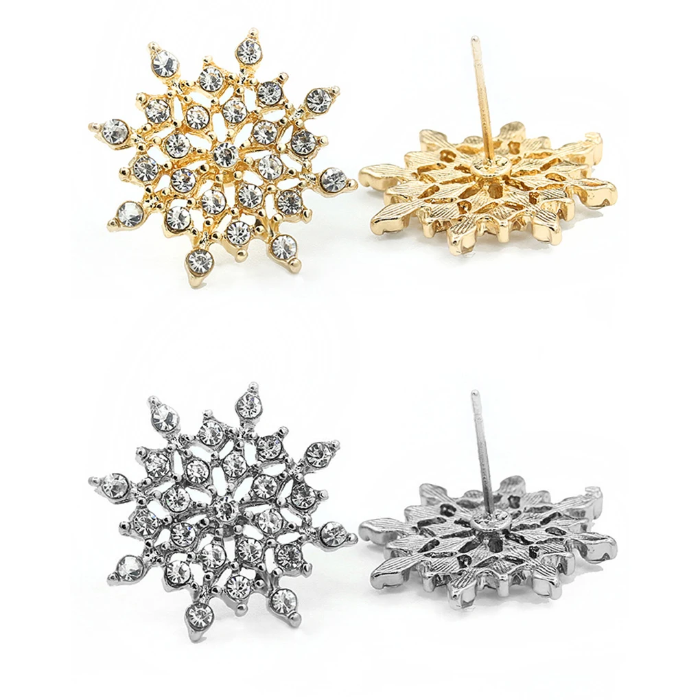 

Bright CZ Imitation Crystal Snowflake Ear Stud Earrings For Women For Women As Gift