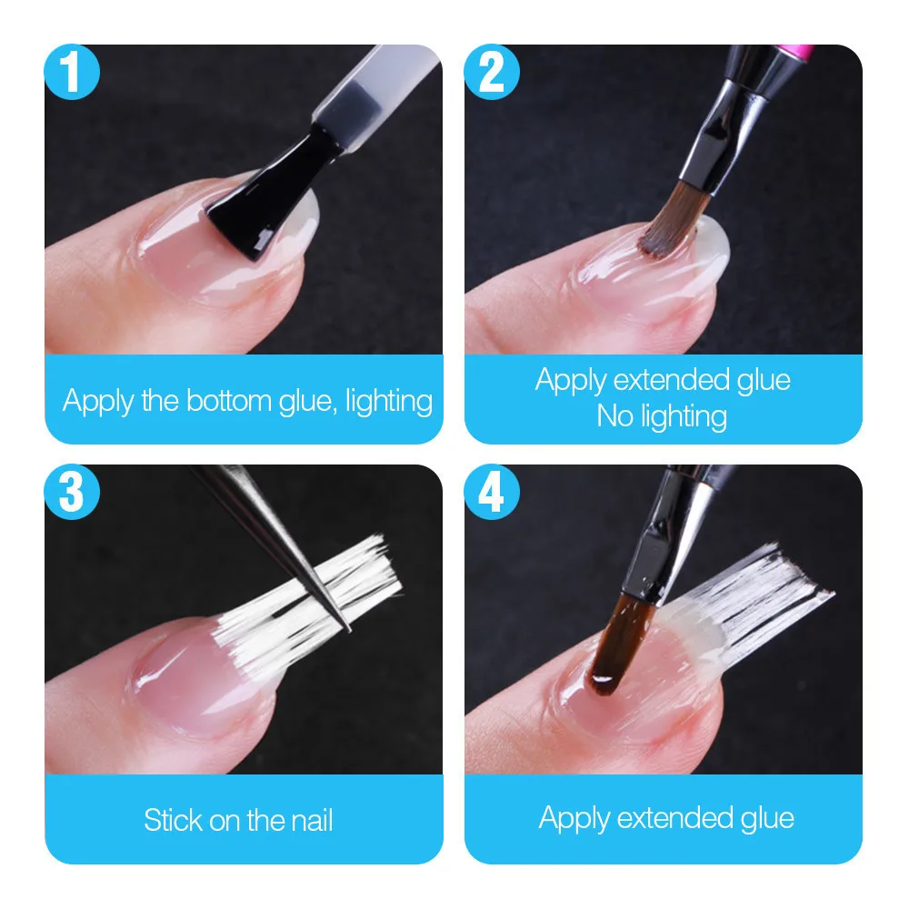 

100/150/200cm New Fibernails Tips + 5 clips Fiberglass Nail Form Fiber Silk Building Manicure Tool Tool For Nail Extensions