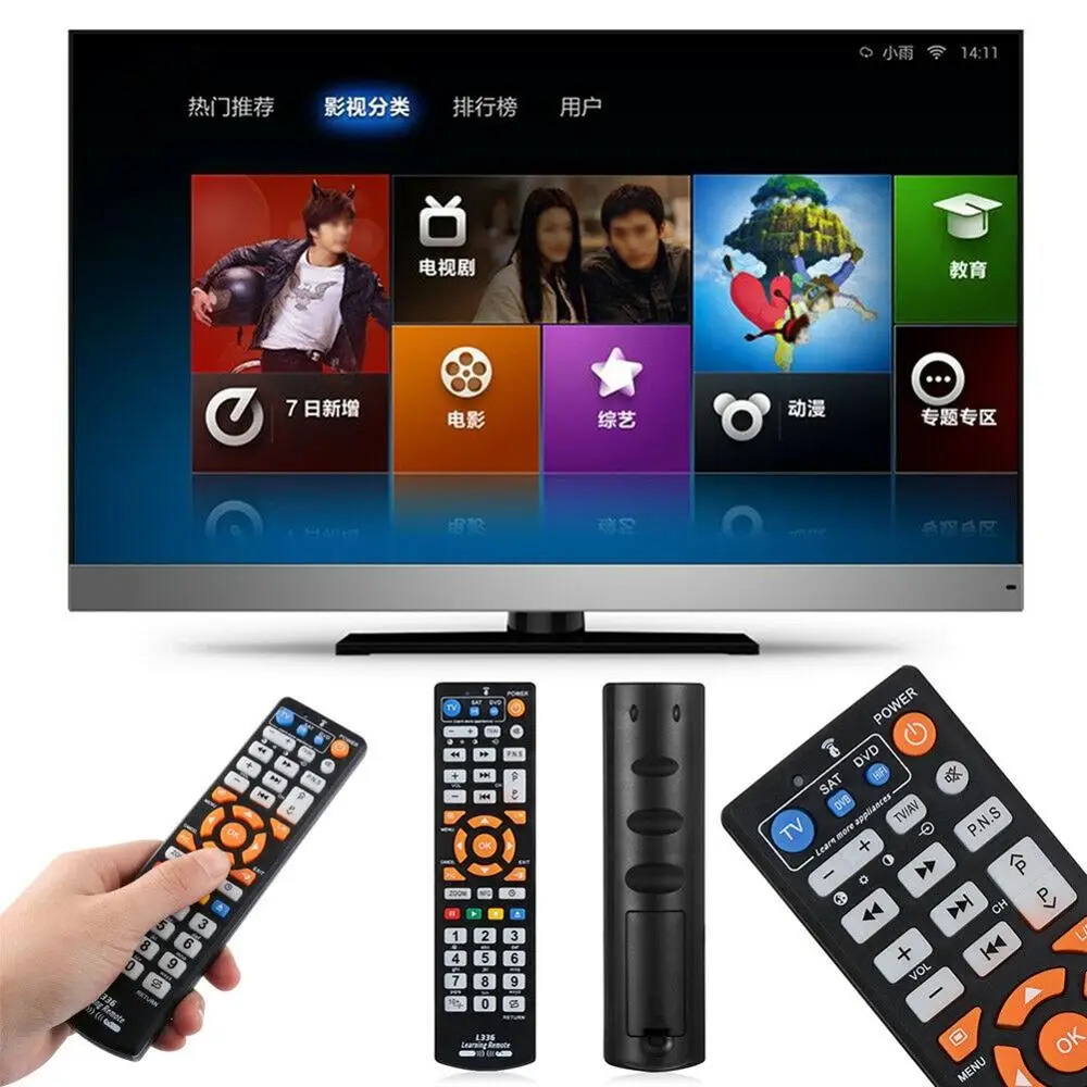 Universal L336 Smart Remote Control with Learn Function 3 in 1 Controller Work for 3 Devices TV STB DVD SAT DVB HIFI TV Box