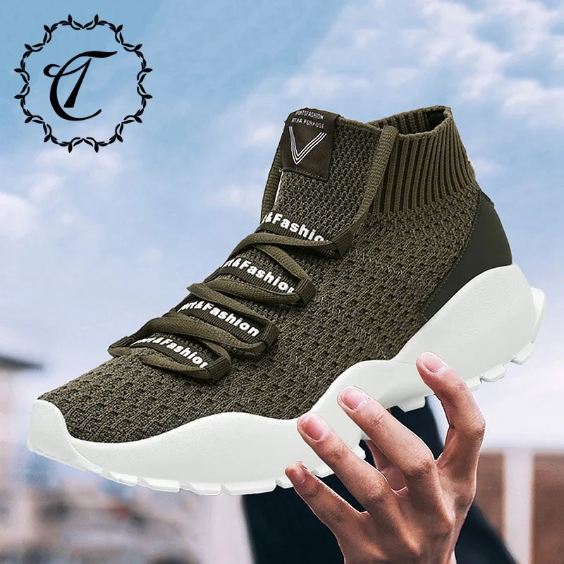 CatriCa Hot Sale Summer 2019 Male Designer Sock Breathable High Top Quality Shoes Men Fashion Luxury Sneakers Black Green KF01 | Обувь