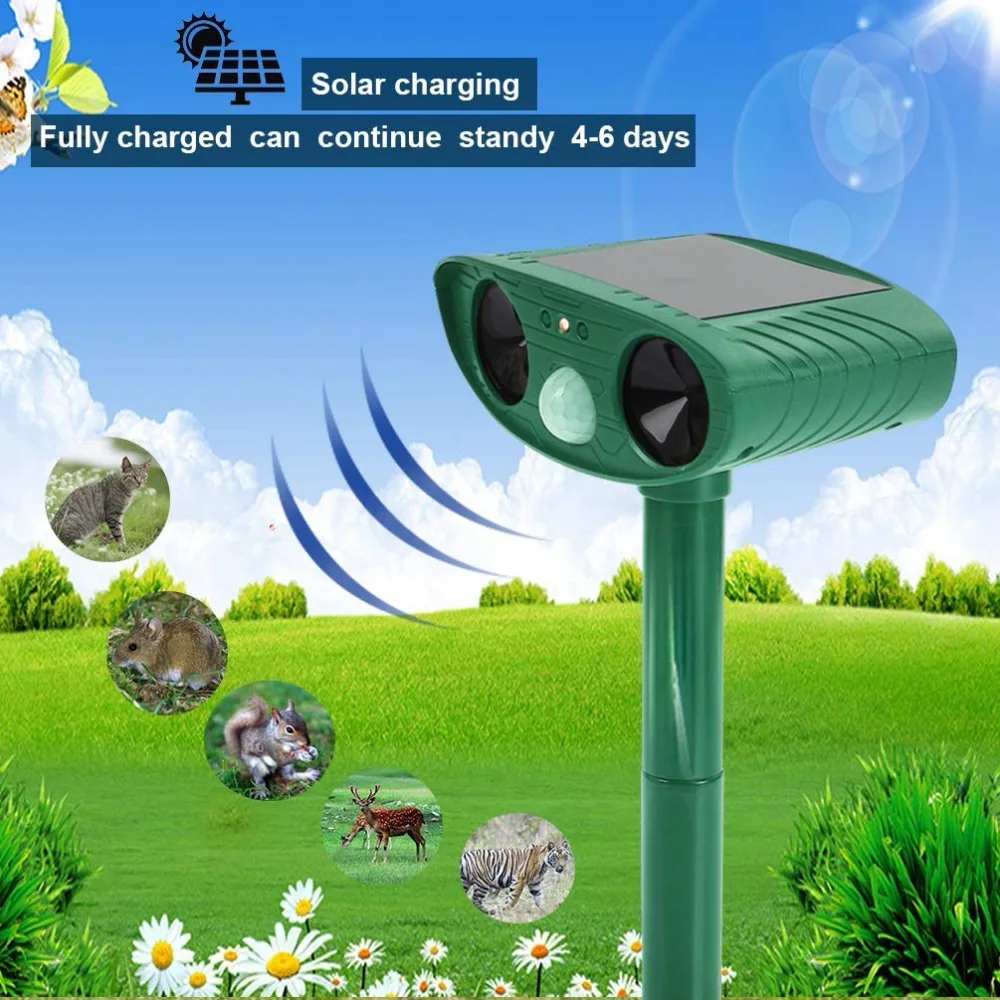 Waterproof Ultrasonic Animal Repeller Ultrasonic Solar Powered Repellent With Motion Sensor And