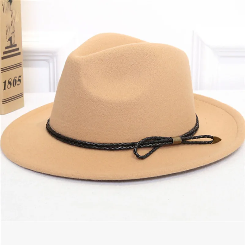

Winter Autumn Imitation Woolen Women Men Ladies Fedoras Top Jazz Hat European American Round Caps Bowler Hats #A