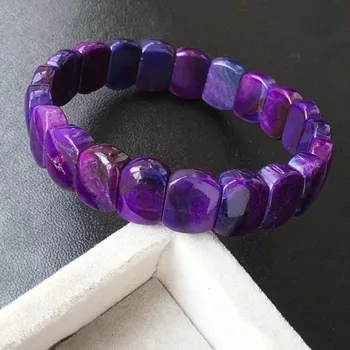 

Natural Royal Purple Sugilite South Africa Genuine Healing Rectangle Beads Women Charm Stretch Bracelet 13mm AAAAA Certificate