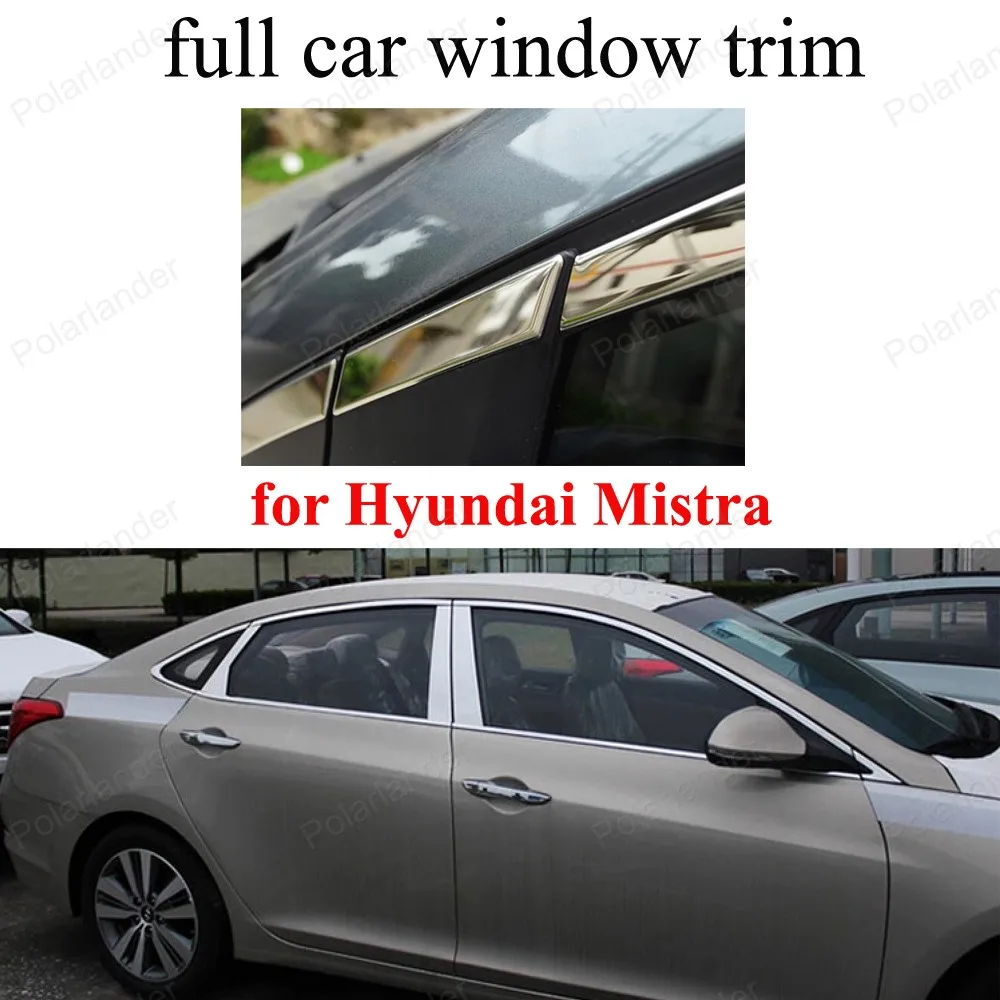 

For H-yundai Mistra with center pillar Stainless Steel Decoration Strip Car Exterior Accessories Full Window Trim