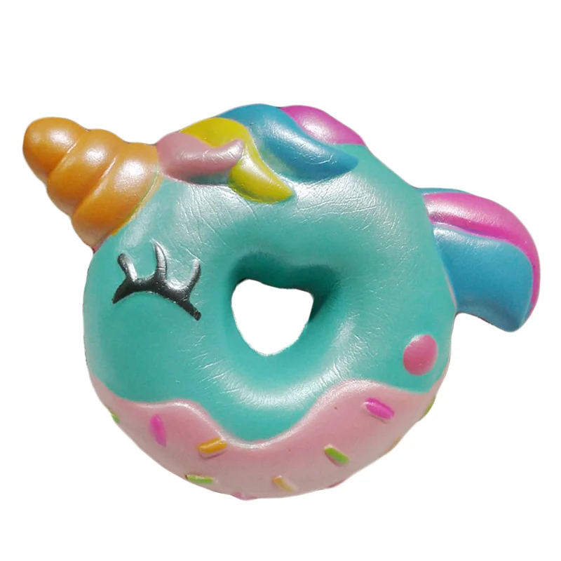 

New 2018 Colorful Unicorn Donut smooth Squishy Slow Boost Cute Soft and flexible Toys Anti stress Toy 14*9.5