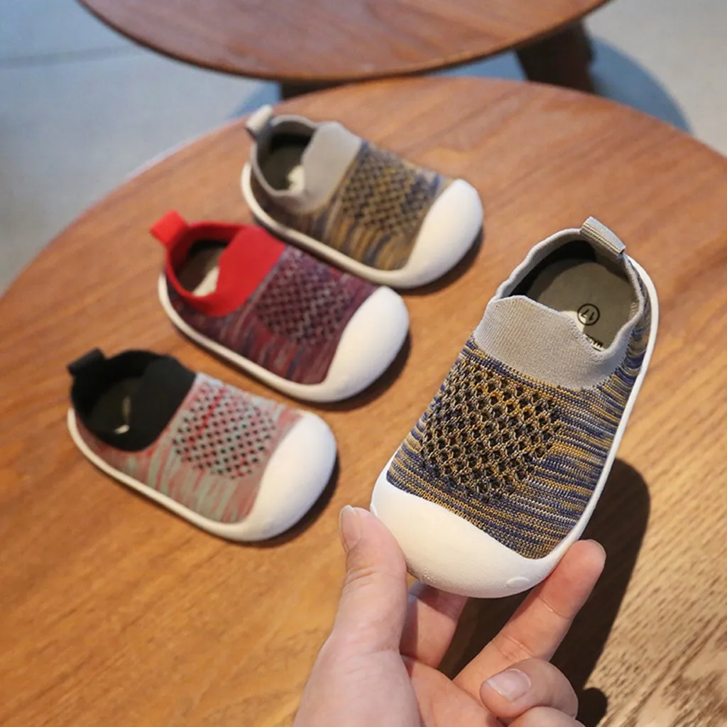 

Elastic mouth Toddler Infant kids shoes boys casual Baby Girls Boys Striped Mesh Sport Run Sneakers Casual Shoes baby sneakers