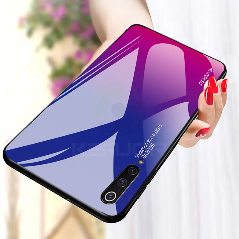 

Keajor Glass Case for Smasung Galaxy A50 A70 Case Gradient TPU +Tempered Glass Phone Case Cover On For Samsung A30 A40 S10 S10+