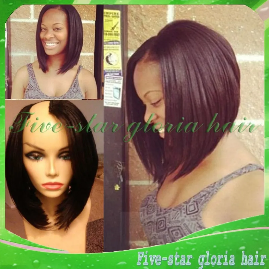 Beyonce Hairstyle Short Bob U Part Wig Natural Color Virgin