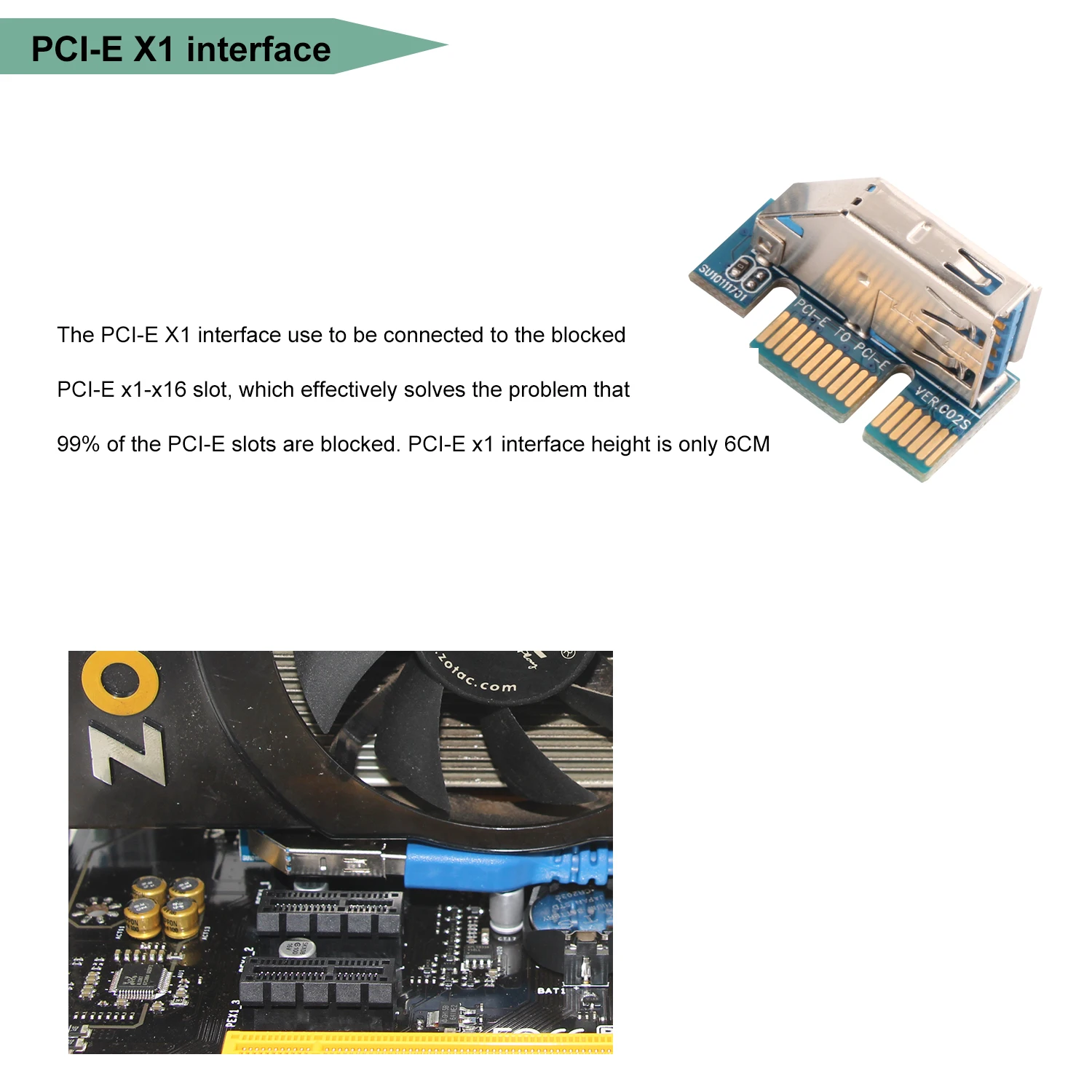 Ubit PCIE X1 карты расширения PCI-E X1 и 15-Pin SATA Интерфейс переходная пластина с USB 3,0 60 см кабель-удлинитель