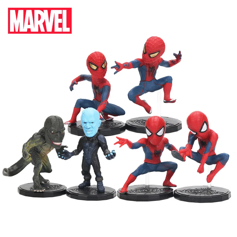 

6.5-8cm 6pcs Marvel Toys Avengers Spiderman Lizardman Figure Set Superhero Spider-man PVC Action Figure Collectible Model Dolls