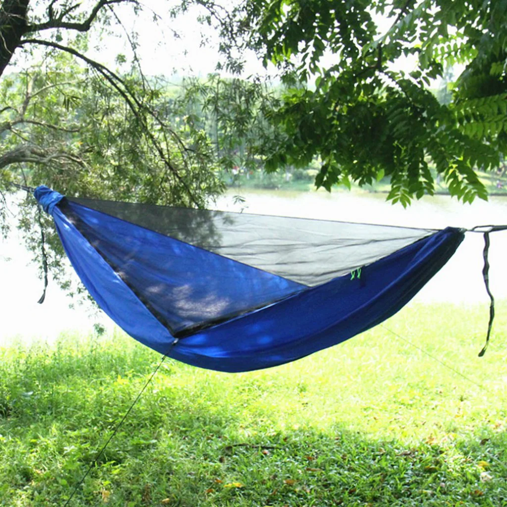 1 Person Outdoor Camping Hammock Tent Hanging Bed with Mosquito Net 210T Nylon Travel Hanging Bed Hunting Sleeping Swing