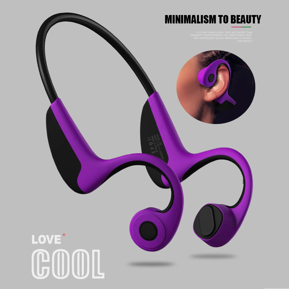 

3color Fashion Bone Conduction Headphones Wireless Bluetooth Earphones Outdoor Wearable Sports Headsets for PHone Iphone Xiaomi