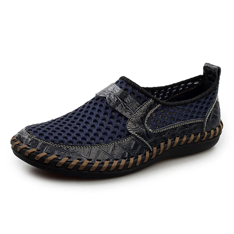 Merkmak Summer Sandals Men's Shoes Fashion Genuine Leather Casual Light Mesh Loafer Breathable Holes Male Flats Shoes Drop Ship Merkmak Summer Sandals Men's Shoes Fashion Genuine Leather Casual Light Mesh Loafer Breathable Holes Male Flats Shoes Drop Ship