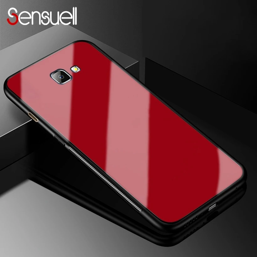 

SENSUELL Glass Case For Samsung Galaxy J7 Prime Phone Case On7 2016 On Nxt G610F G6100 Glossy Luxury Back Cover Protective Shell
