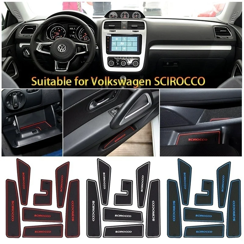 

7pcs/set Car Accessories Gate Slot Pad Rubber Car-cup Interior Cup Cushion Door Mat Cup Stickers Covers For Volkswagen SCIROCCO