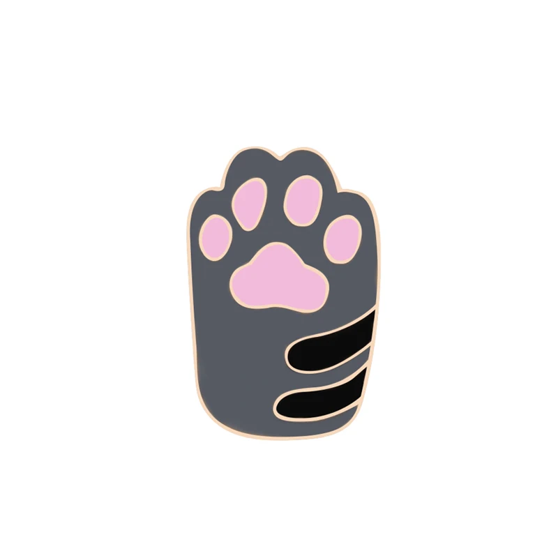 Kawaii 4 colors dog cat claws metal pin brooches women denim sweater skirt backpack badge family icon button festival gifts - Окраска металла: Gray