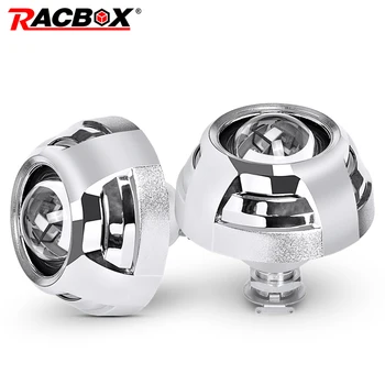 

RACBOX 2 Pcs 2.5 Inch Universal Bi xenon HID Projector Lens Silver Shroud H1 Xenon LED Bulb H4 H7 Motorcycle Car Headlight Lens