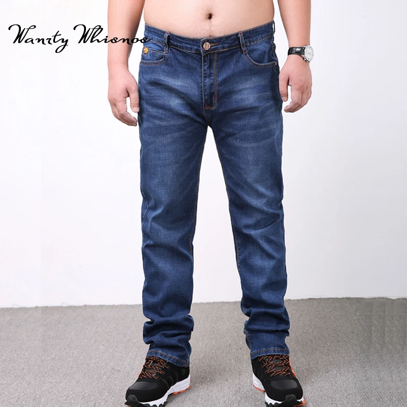Big Size 29 52 Men Oversized Jeans Straight Long Slim Trousers Fashion Casual Blue Denim Male