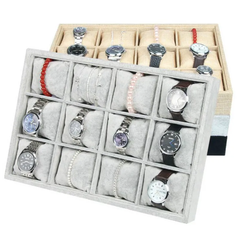 

Hot selling Fashionable 12 Pillows Jewelry Box Bracelet Display Watch Holder Organizer Bangle Chain Showcase Jewelry Display
