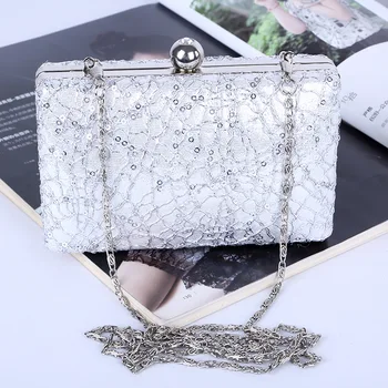 

Party Evening Bag Collection Glitter Lace Rhinestone Closure Clutch Hard Case Evening Baguette Handbag 66-47