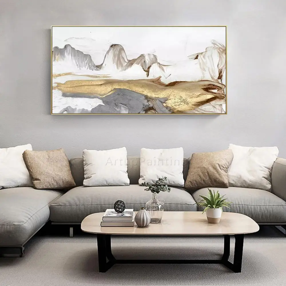 Abstract art gold mountains painting on canvas acrylic landscape Wall Art painting Pictures for living room wall decor quadros