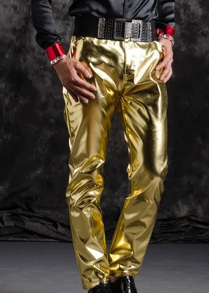 Kanye west Gold Pants HipHop Golden 
