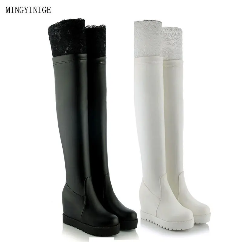 

Stretch Boots Increased Women Long Section Autumn and Winter Boots Thick Crust Knee Boots Cotton
