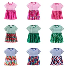 Summer Kids Dress Baby Girl Striped Panel Short Sleeve Princess Dresses Cute Girls Cartoon Casual Clothing 2017 baby girls dress summer minnie dress kids clothing children princess girl clothes polka dot cute cartoon dress baby dresses