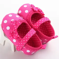 Подъем молодых хлопчатобумажной ткани для маленьких девочек первые ходоки бабочка-узел в горошек для маленьких девочек обувь для