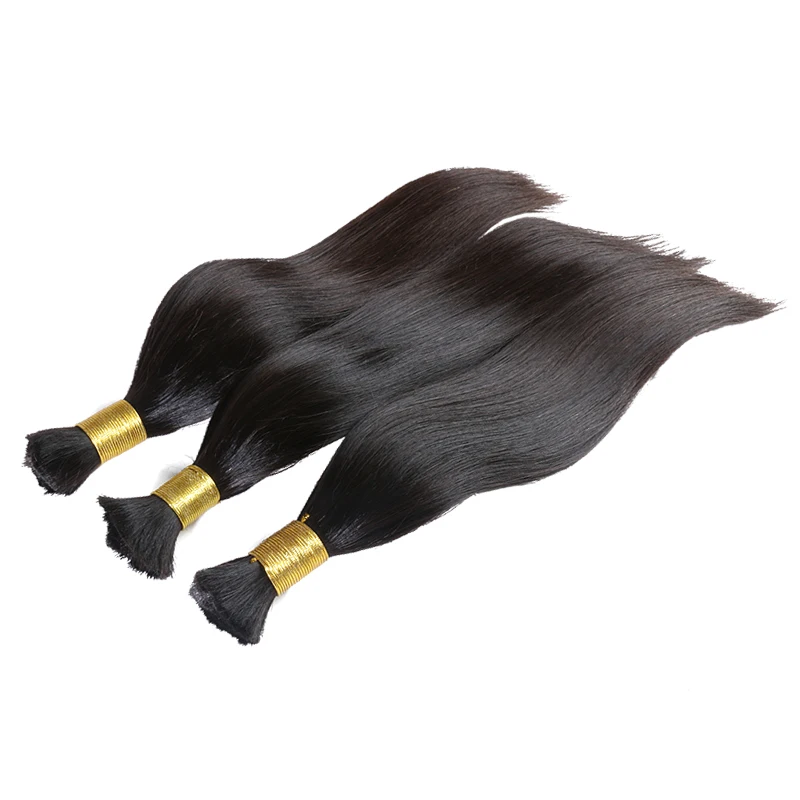 Ali Queen Hair Product 100% Human Hair Brazilian Straight Virgin Hair Extensions Natural Black Or #613 Bulk Hair Free Shipping