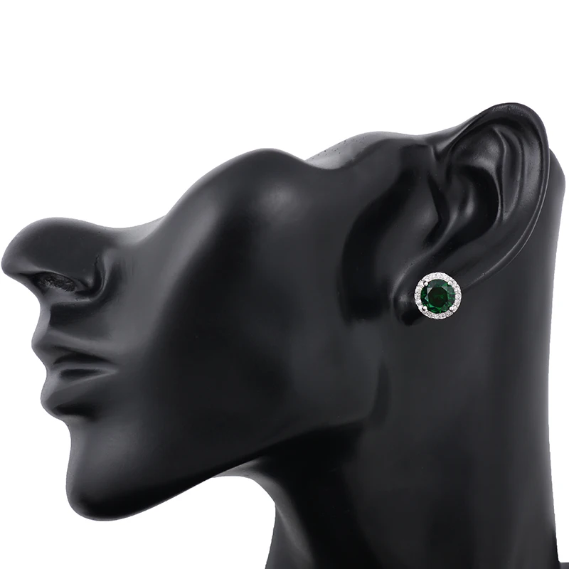 LXOEN Fashion White Clear 8mm Round Cubic Zircon Stud Earrings For Women Wedding Jewelry Trendy Crystal Earrings brinco Gift - Image 3