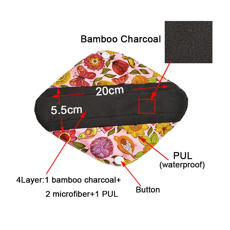 Моющиеся Многоразовые менструальные подкладки из натурального бамбука гигиенические прокладки для женских тканевых подушечек женственные гигиенические моющиеся хлопковые прокладки