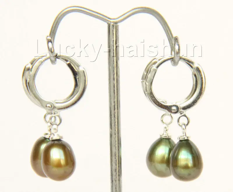 

Free Shipping >> Genuine 2piece 8X10mm drip Dangle green pearls Earrings