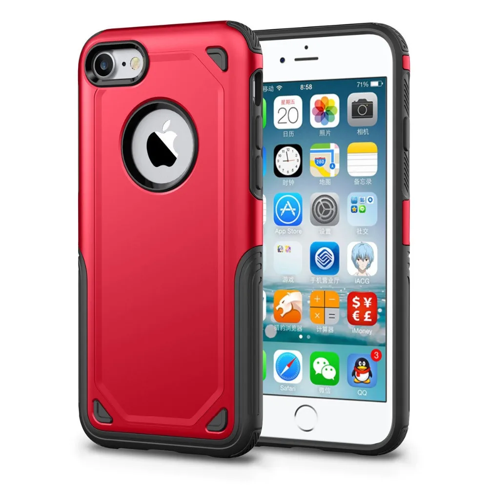 Military Shockproof Armor Phone Case For iPhone X XS 11 Pro Max XR 7 8 6 6S Plus Hybrid PC+Silicone Slim Rugged Protective Cover iphone 11 Pro Max  silicone case