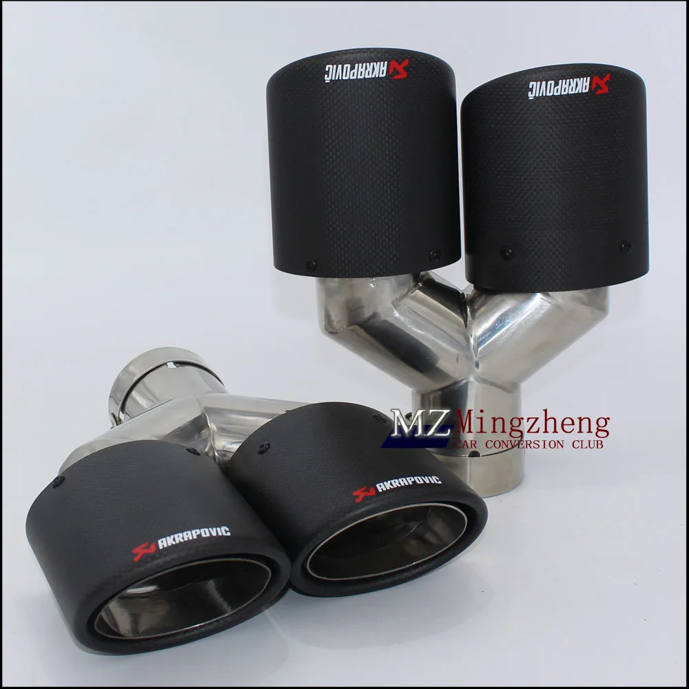 

Car exhaust pipe Y Model Akrapovic Carbon Exhausts Dual End Tips for BMW BENZ AUDI V W Exhaust Dual Muffler Pipes Tail Tips