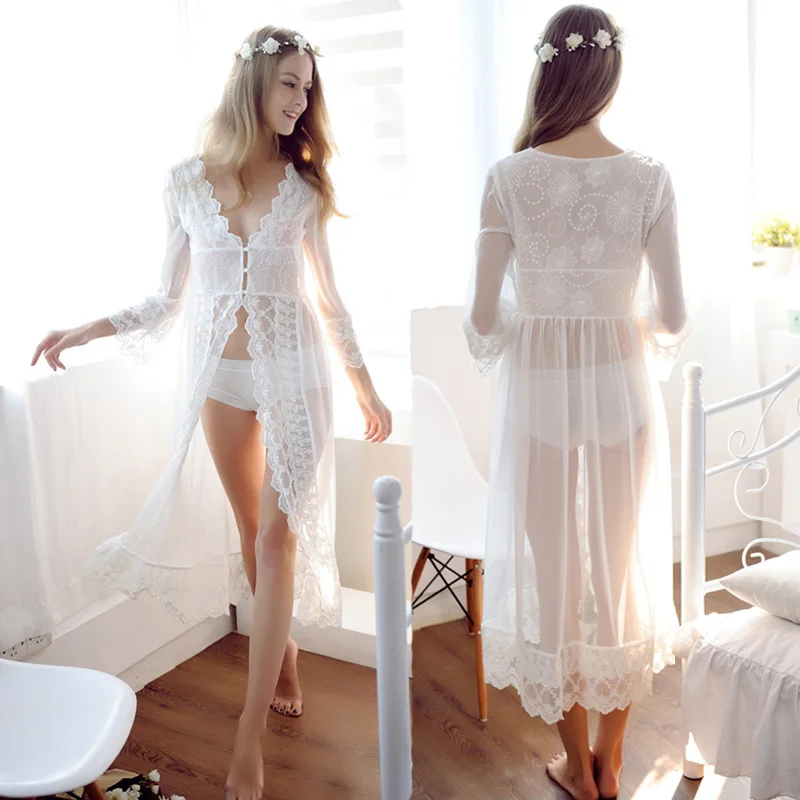 Lace White Wedding Robe Dreams Bridal Sleepwear Nightgown Lace White Wedding Robe Dreams Bridal Sleepwear Nightgown Chemise De Nuit Mariage Free Shipping In Robes From Women S Clothing Accessories On