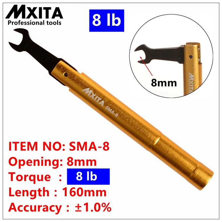 MXITA SMA динамометрический ключ RF разъем открытия 8 мм электроммуницирования коаксиальный адаптер конвертер прямой позолоченный гаечный ключ - Цвет: 8 LB