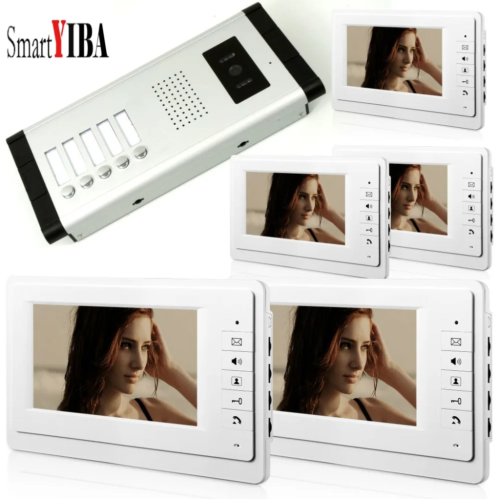 

SmartYIBA 7'' LCD Color Wired Video Intercom Doorbell Door Phone System Wired Video Door Phone HD Camera Kits Hand Free Monitor