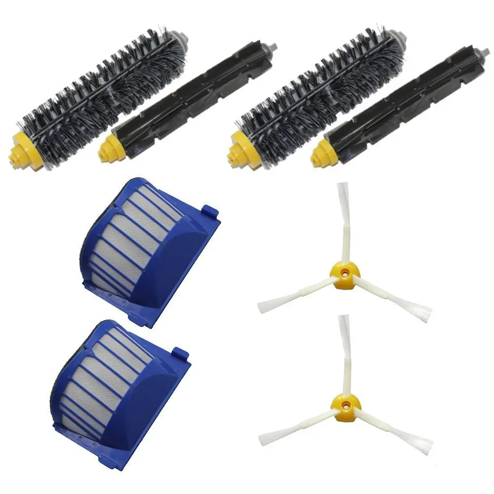 

8Pcs/Lot   Aero Vac Filters &  Side Brushes & Hair Brushes Kit for iRobot Roomba 500 600 Series 585 595 620 630 650 660 680
