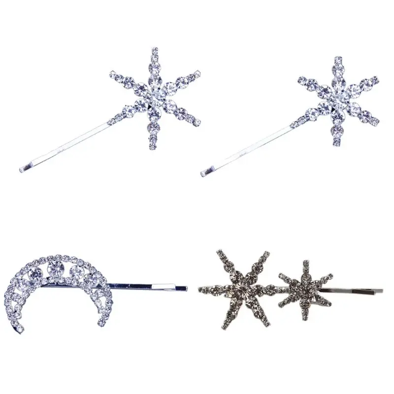 

Minimalist Glitter Imitation Diamond Rhinestone Hairpins Ladies Women Wedding Banquet Decorative Hair Clip Moon Star Barrette
