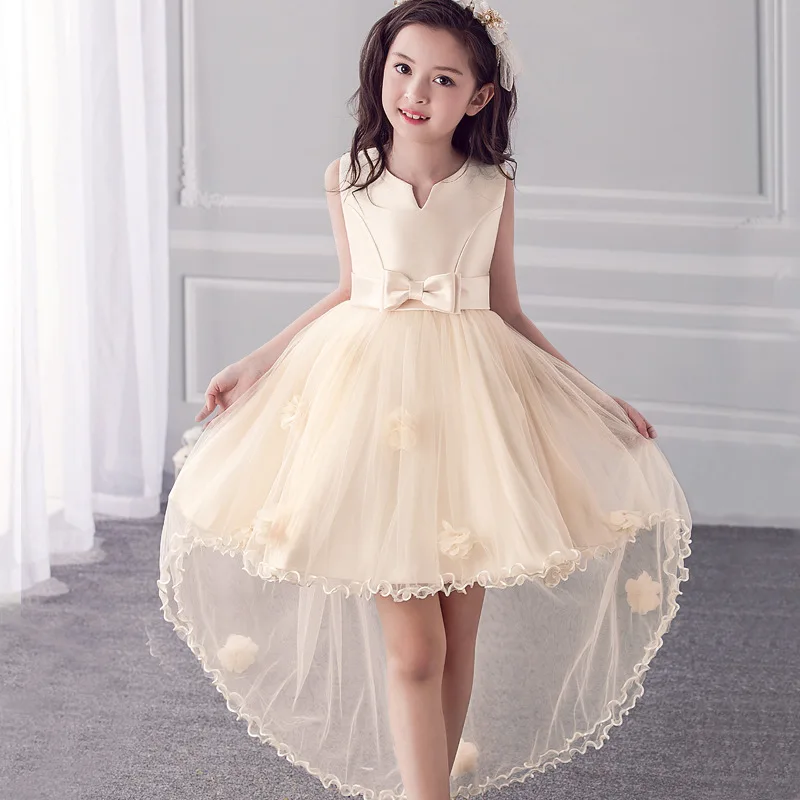 

1PC Baby Girls yarn Trimmed Embroidered Dress Red And Beige Color Children Cute Clothes Princess Party Elegant Dresses