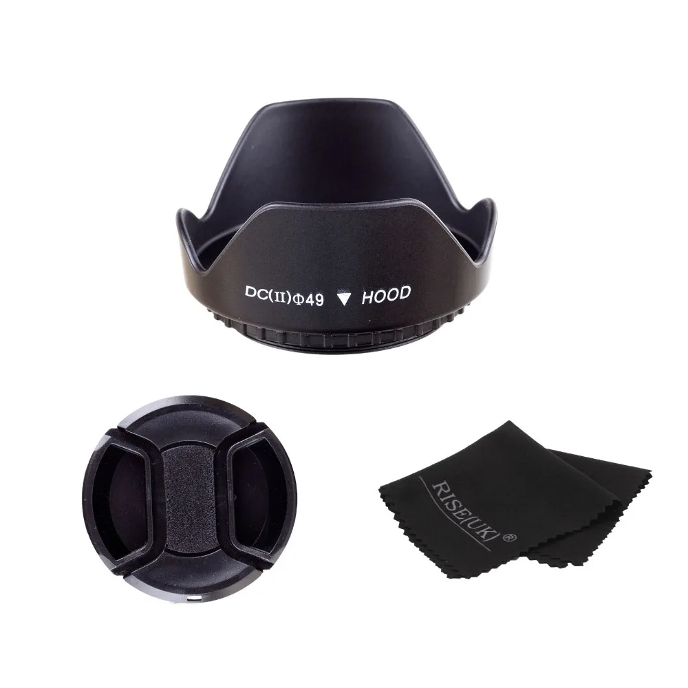 

49MM Lens Hood + Cap + clean cloth for Nikon canon sony pentax camera with 49mm lens free shipping