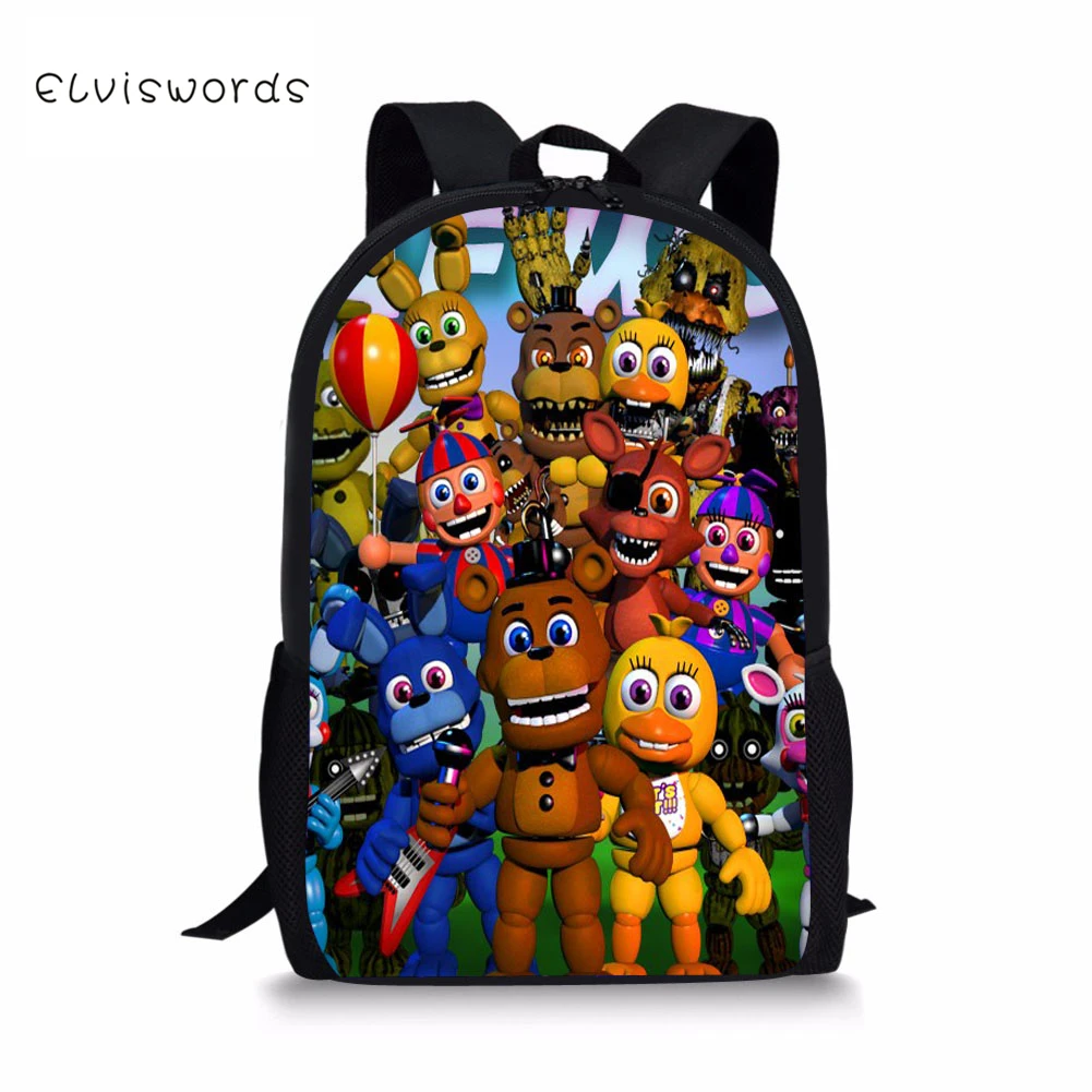 ELVISWORDS Five Nights at рюкзаки с принтом Фредди для мальчиков и девочек Сумка учеников